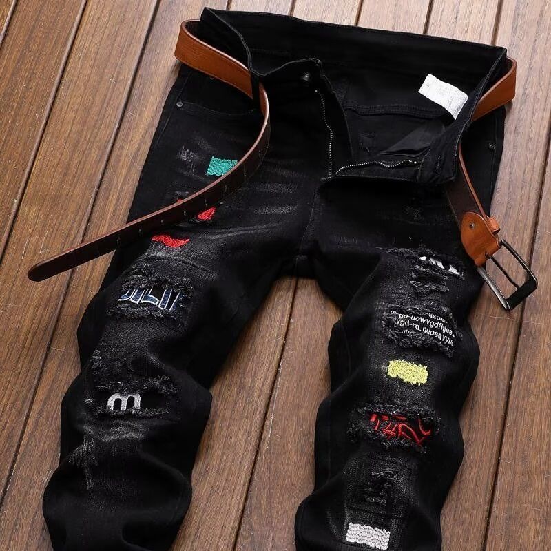 Streetwear Brand Designer - Koreanische Mode Streetwear Marke Zerrissene Jeans