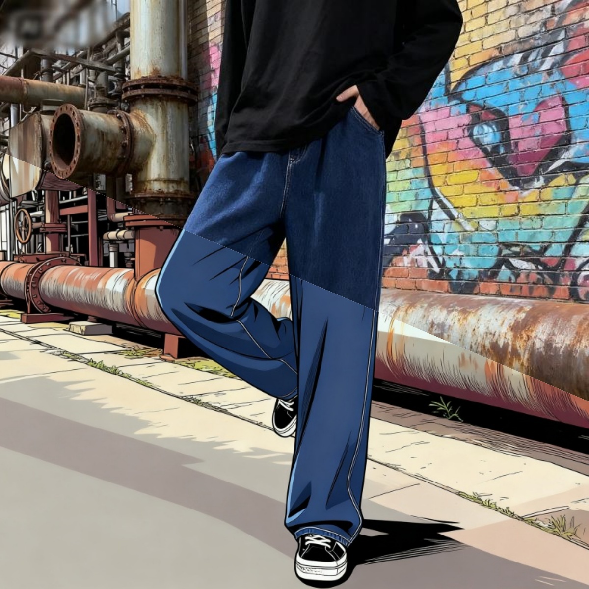 Streetwear Brand Denim - Koreanischen Stil Streetwear Neue Mode Baggy